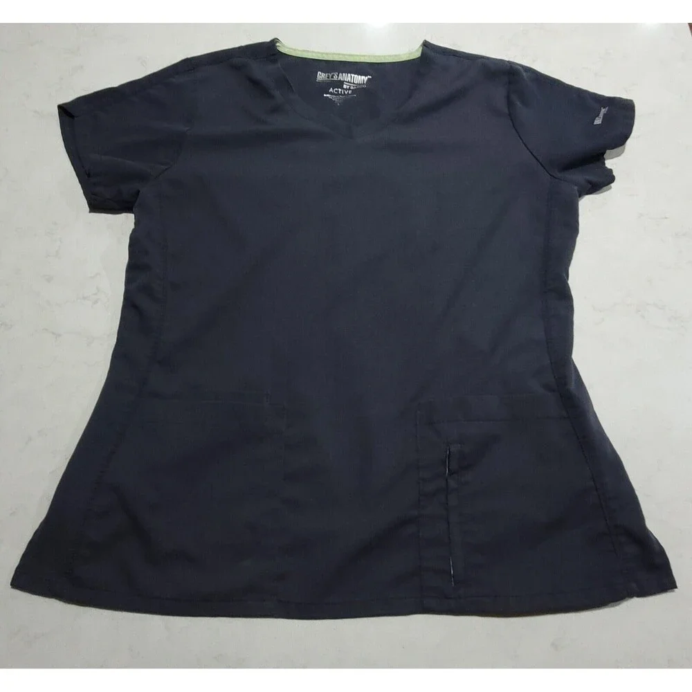 Grey’s Anatomy Scrubs By Barco V-Neck Top Charcoal Gray Woman's Size Large NWOT - Picture 1 of 10